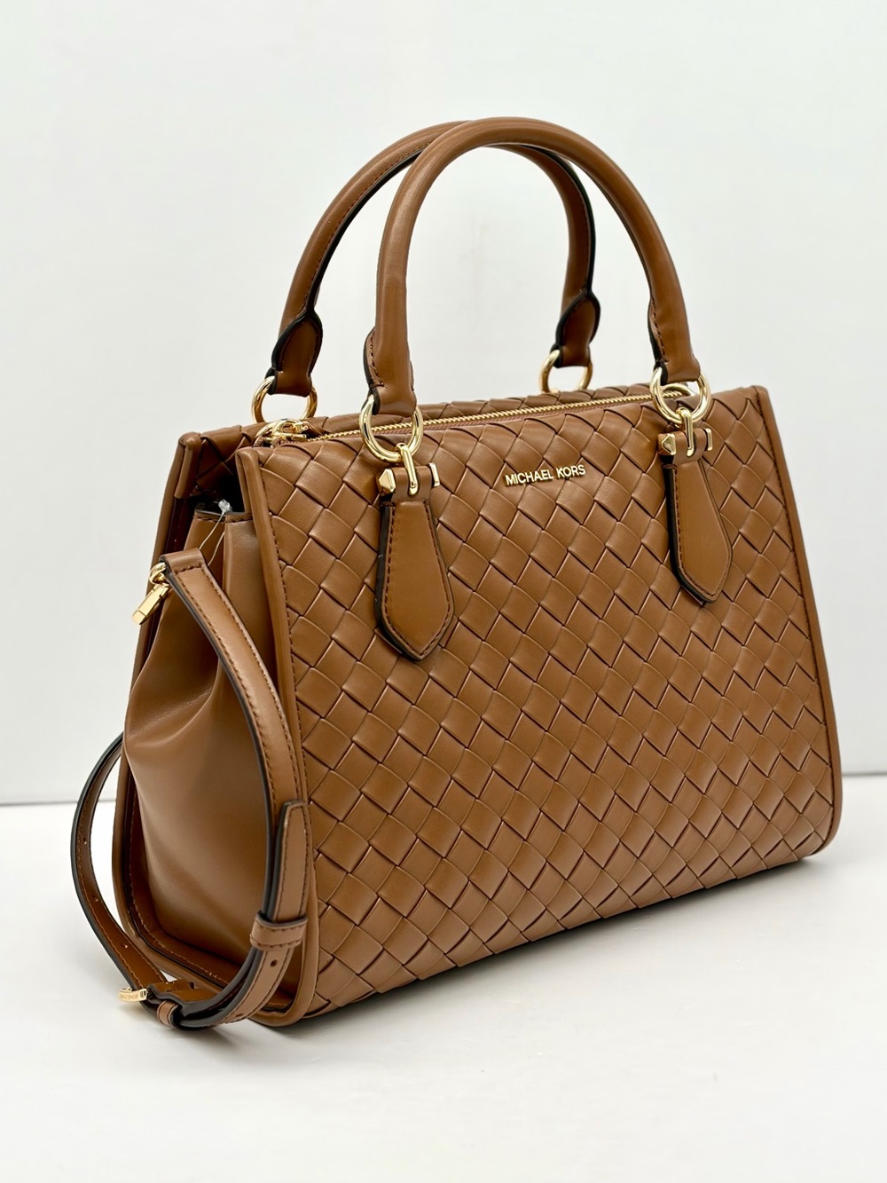 MICHAEL KORS Marilyn Medium Woven Satchel Crossbody Luggage